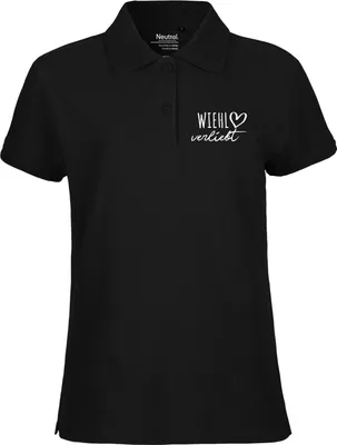 Produktbild von Huuraa Damen Polo Shirt Wiehl verliebt M Black Bio Baumwolle Fairtrade Poloshirt Geschenkidee