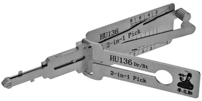 Produktbild von Lishi Original HU136 Auto-Schlüsselwerkzeug – 2-in-1 Pick Decoder kompatibel mit Renault/Dacia, HU136 Flat 8-Cut 2-Track für Türen und Kofferraum