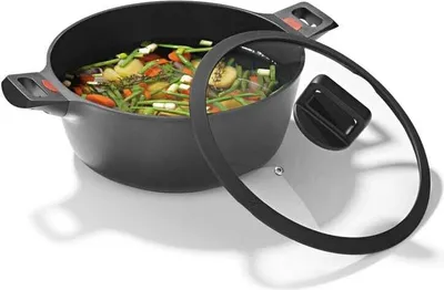 Produktbild von N8WERK Aluguss-Kochtopf Hitze Indikator ⌀28 cm 6 L Temperaturanzeige Deckel mit Silikon-Umrandung 3-fach Ilag Ultimate Versiegelung Alle Herdarten