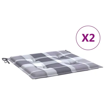 Produktbild von vidaXL Gartenstuhl-Kissen 2 Stk. Grau Karomuster 40x40x4 cm