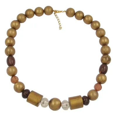 Produktbild von Kette Kunststoffperlen braun-gold-seidig glänzend 55cm braun 55 cm