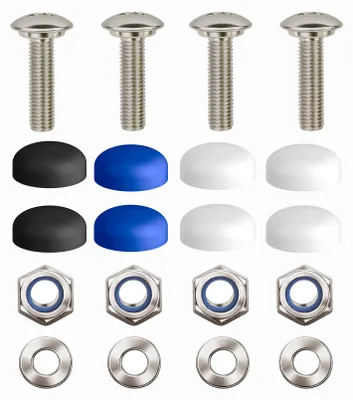Produktbild von Kennzeichen Schrauben M5 x 16mm DIN 84 mit Abdeckkappen 4er Set für KFZ Kennzeichen Auto Motorrad Kennzeichen Schrauben