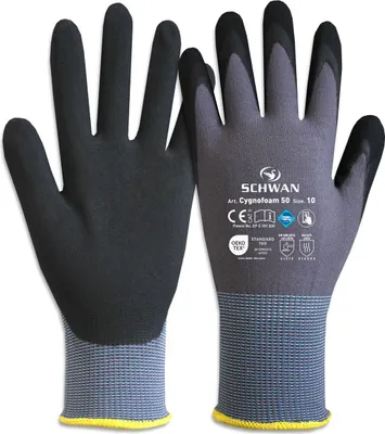 Produktbild von 12 Paar Schwan Safety Cygnofoam 50 Schutzhandschuhe Cat. II 4131X Gr. 8-11, Größe:10