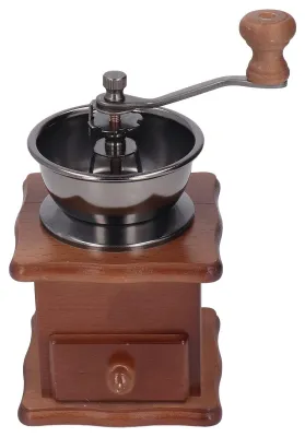 Produktbild von Kaffeemühle, manuell betrieben – Retro-Design – Verstellbare Mahlgradstufen – Edelstahl-Mahlscheibe – Bucheholz-Basis – Einfache Bedienung