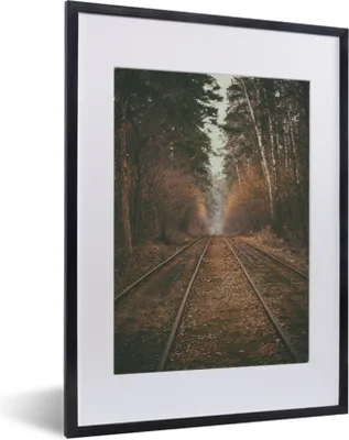 Produktbild von MuchoWow® Gerahmtes Poster Bahnstrecke - Weg - Wald - Baum 30x40 cm - Poster mit Schwarzem Bilderrahmen Wandposter Rahmen Foto Bilder - Wandposter Schlafzimmer