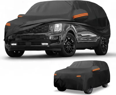Image de Housse De Voiture ImpermšŠable Toutes Saisons Pour Automobile ExtšŠrieure Anti-Uv Soleil Pluie Protection Complššte ExtšŠrieure Pour Kia Telluride Noir Avec Bandes RšŠflšŠchissantes