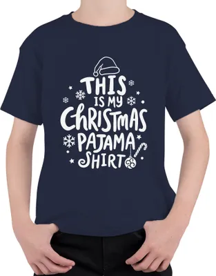 Produktbild von This is my Christmas Pajama Shirt Weiß Motiv - Weihnachten Xmas Christmas Uni Kinder T-Shirt, Navy, 140