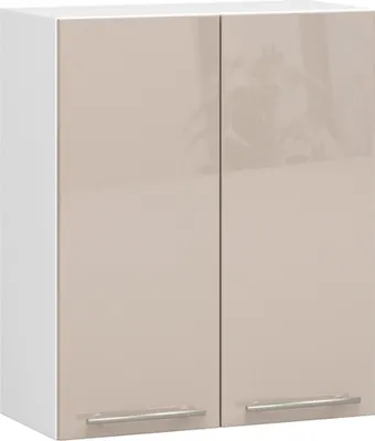 Produktbild von Hängeschrank Küchenschrank AKORD OLIWIA modular W60 Weiß 60 cm 2 Türen 2 Ebenen Front Cappuccino Hochglanz B60 x H72 x T30 cm