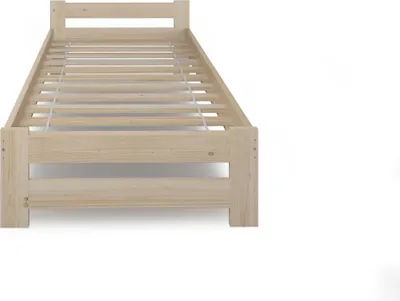 Obrázok produktu pre Drevená posteľ 90x200 cm s lamelovým roštom Moderná posteľ Posteľ z borovicového masívu Jednolôžková posteľ Posteľ z masívu Klasická posteľ | boho vidiecky dom Čelo postele ploché prírodné