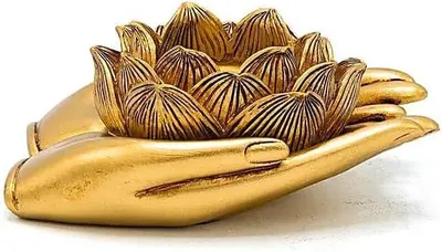 Produktbild von Lotus-Teelichthalter, goldfarben, Polyresin, 11,5 x 9,4 x 4,8 cm, Dekoration