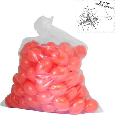 Produktbild von Ostereier Plastik / Kunststoff mit Aufhänger / Aufhängeösen, Eier, Deko, Osterdekoration, zum Bemalen und Dekorieren ca. 60mm 100 Stück rot