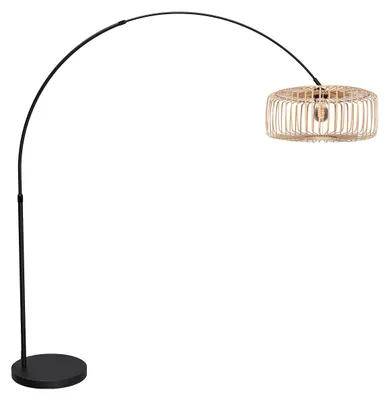 Produktbild von Mexlite - stehlampe - Flair - schwarz - bambus metall - bogenlampe - E27 - 4665ZW