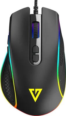 Produktbild von MODECOM VOLCANO VELES Optische Maus, Schwarz, RGB LED Beleuchtung, kabelgebunden, 7 Tasten, programmierbar, passend für Laptop und Desktop PC