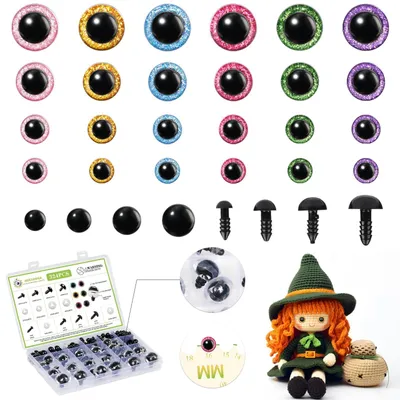 Sicherheitsaugen 324 Stück 6-24 mm Glitzer für Amigurumi