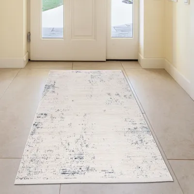 Image de Tapis brillant pour salon, bleu et blanc - Dimensions : 80 x 150 cm