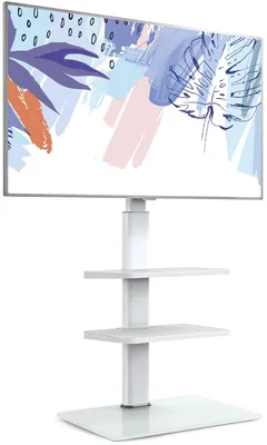 Immagine prodotto di Supporto a pavimento per TV bianco con 3 ripiani, adatto per televisori da 32-60 pollici