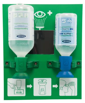 Image de Station de lavage oculaire Eye Care Double incl. 250ml bleu + 500ml vert