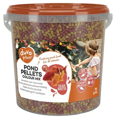Productafbeelding van Duvo+ Vijverpellets kleurmix drijvend 10 liter | kleurvoer | 3 mm 10 Liter
