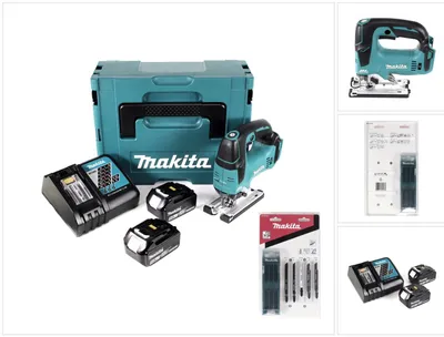 Produktbild von Makita DJV 182 RTJ Akku Pendelhubstichsäge 18V Brushless + 2x Akku 5,0Ah + Ladegerät + 14x Sägeblatt + Makpac