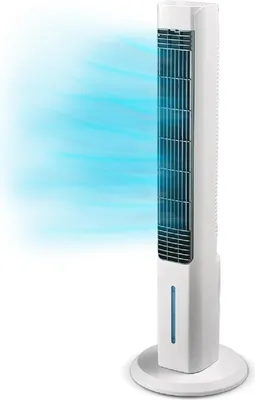 Produktbild von Livington Livington ChillTower - chladič vzduchu s vodním chlazením - přenosná klimatizace se 3 stupni - výkonný maxi věžový chladič vzduchu s kapacitou nádrže na 12 hodin chlazení
