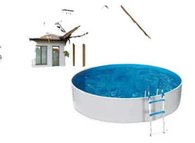 Obrázek produktu pro Bazénová souprava s ocelovou stěnou AZURO Basic V3, Ø 240 x 90 cm, bazén, vnitřní vložka, žebřík, s filtračním systémem Skimfilter Azuro 2000