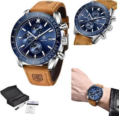 Obrázek produktu pro Pánské hodinky Benyar elegantní klasický chronograf s koženým řemínkem a datumovkou