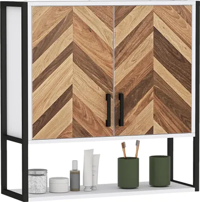 Produktbild von Badezimmer Wandschrank - Hängeschrank - 2 Türen - Regalböden - 59x20x60 cm - Mehrfarbig