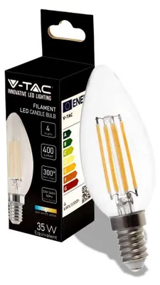 Immagine prodotto di V-Tac VT-1986 Lampadina LED candela filamento 4W lampada E14 luce bianco naturale 4000K - 214413