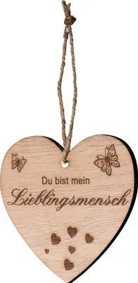 Produktbild von Herz 9x10cm Birkenholz Sprüche Lieblingsmensch Liebe Deko Holz Anhänger Geschenk