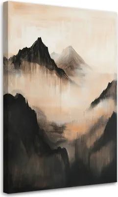 Produktbild von Leinwandbild Berglandschaft Abstraktion 80x120 Feeby Beige bild für die wand bereit zum aufhängen