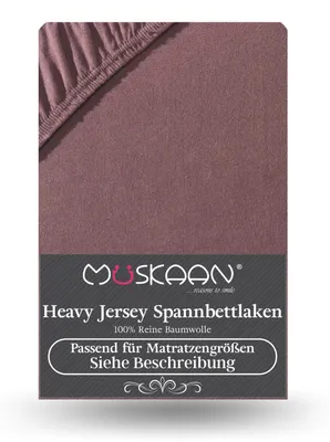 Produktbild von Heavy Jersey Spannbettlaken 180x200 cm - 200x200 cm + 15 cm Split Topper 160 g/m² braun