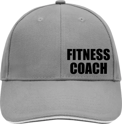 Produktbild von Huuraa Cappy Mütze Fitness Coach Training Dark Grey/White Baumwolle 6-Panel Kappe Geschenkidee