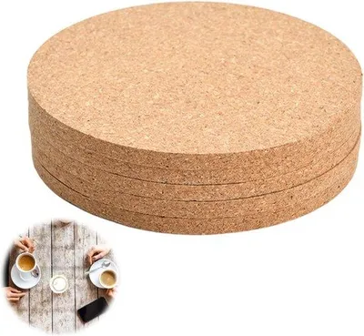 Image de Lot de 6 bagues en liège naturel - accessoires de bar durables - 6 pièces - couleur naturelle