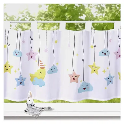 Produktbild von Scheibengardine für das Kinderzimmer Fensterdekoration HxB 45x120 cm Kind Baby Deko Gardine