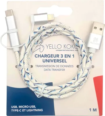 Image de Cbl Kami USBA - USBC/Micro/Light 1m 1 couleur Wh