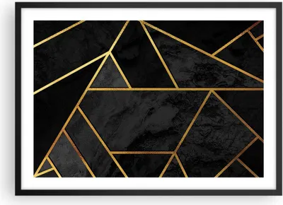 Produktbild von Gerahmtes Poster - Schwarzer Rahmen - Abstraktion Gold Schwarz - 70x50 cm - Wand Bild - Wanddeko - Wandbilder - Wandposter - Bilderrahmen - Bilder - Kunstdruck - Wandbild - P2BAA70x50-4358