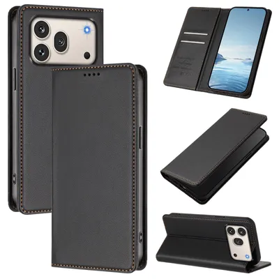 Produktbild von Handyhülle für Honor 600 /Honor 600 Pro, Kunstleder Klapphülle Stoßfeste Magnetische Hülle mit Ständer Schwarz