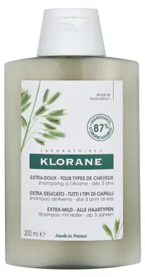 Image de Klorane Shampooing à l'extrait d'avoine 200ml - Hydratation intense pour des cheveux soyeux & brillants