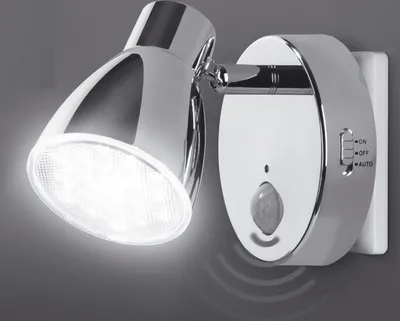 Produktbild von 2er Pack LED Nachtlicht mit Bewegungsmelder chrom