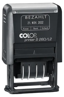 Obrázok produktu pre COLOP 171187 COLOP Tlačiareň dátumových pečiatok S260/L2 "BEZAHLT", čierna