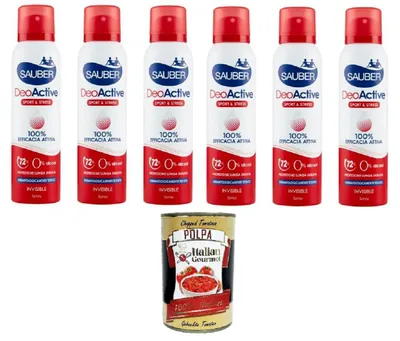 Produktbild von Sauber deoactive spray 6x150 ml + Italian Gourmet Polpa di Pomodoro 400g