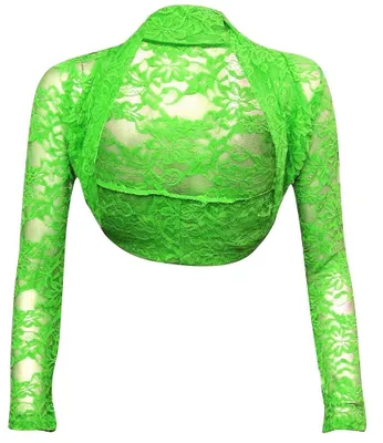 Produktbild von krautwear Damen Bolero Langarm Stola Bolerojacke Hochzeit Festlich Spitze schwar