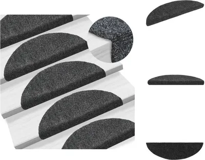Produktbild von vidaXL 15 Stk. Selbstkl. Treppenmatten Nadelvlies 56x17x3cm Dunkelgrau - Stufenteppiche