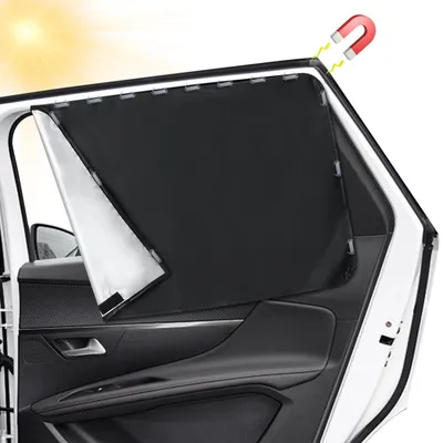 Produktbild von 2 Stück 50 x 80 cm Auto-Sonnenschutz mit UV-Schutz, universell, magnetisch für Seitenscheiben, geeignet für Kinder, Erwachsene und Haustiere