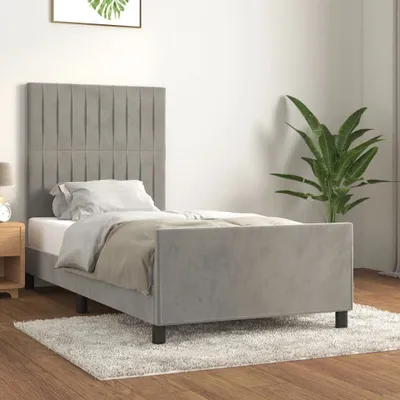 Produktbild von Bettgestell mit Kopfteil Hellgrau 90x190 cm Samt , Klassische Betten Design 2024
