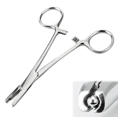 Piercingzange, 14,5 cm, rostfreier Stahl, Kugel-Piercing-Klemme, 9-3 mm