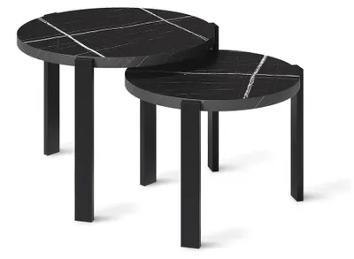 Obrázok produktu pre Súprava konferenčného stolíka Vicco Norin Čierny mramor/čierna 60 x 60 cm, Model 61835