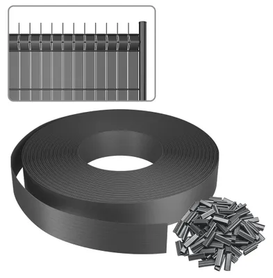 Produktbild von QEENTOE PVC Sichtschutzstreifen, Sichtschutz Zaun 5cmx65m inkl 120 Clips Zaunblende für Doppelstabmattenzaun & Stabmattenzaun, Grau