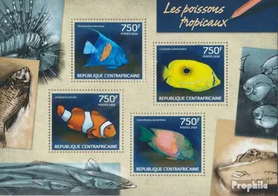 Produktbild von Briefmarken Zentralafrikanische Republik 2014 Mi 4625-4628 Kleinbogen (kompl. Ausgabe) postfrisch Fische