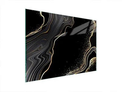 A glass cutting board with a marble pattern.